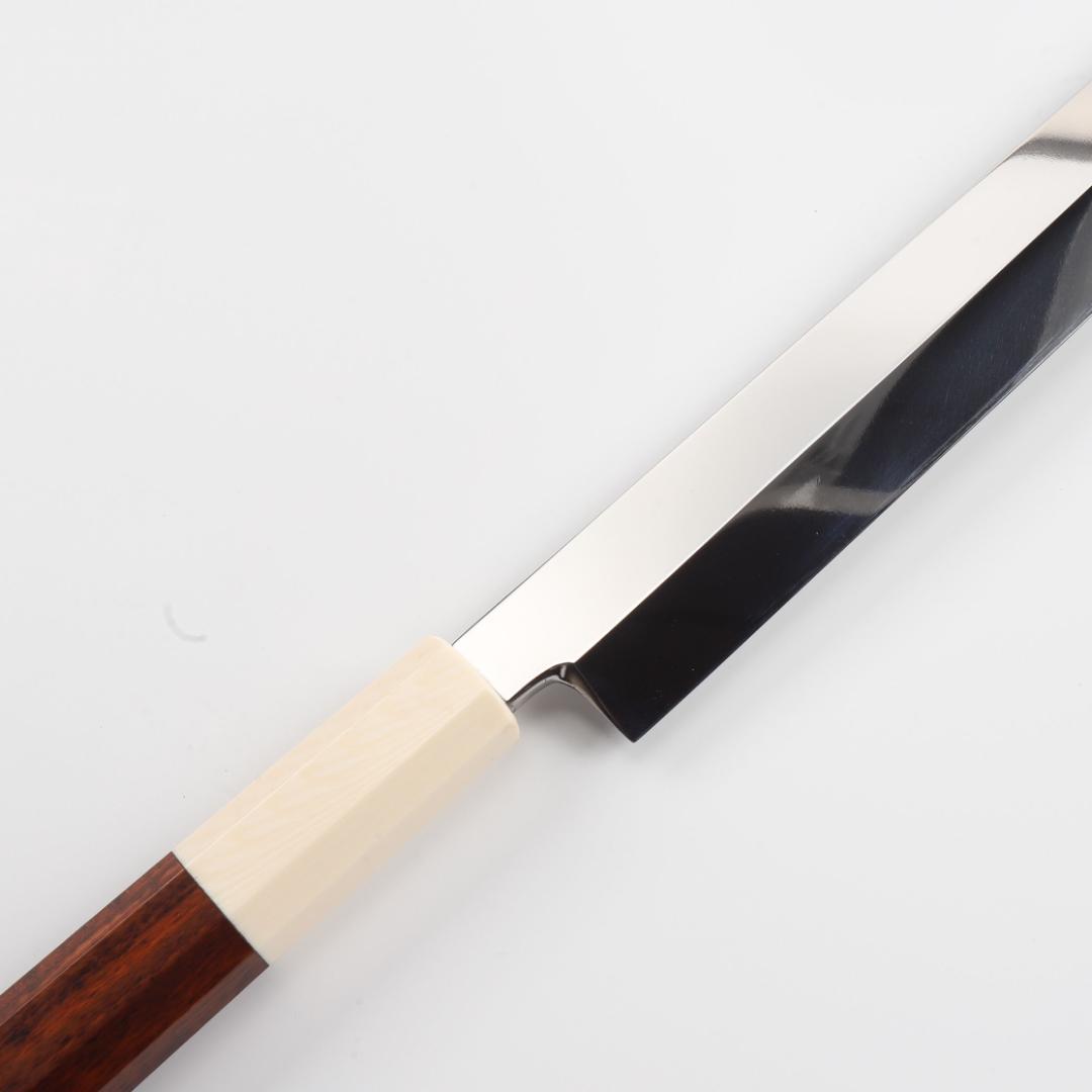 7944マグロ包丁両刃鏡面仕上げ 鞘付刃渡700mm刺身包丁スネークウッド