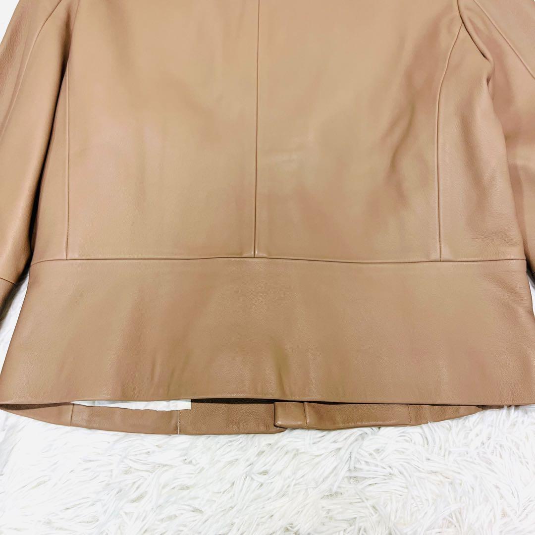あやぼん様 ユナイテッドアローズ ノーカラーレザージャケット 羊革 ベージュ40