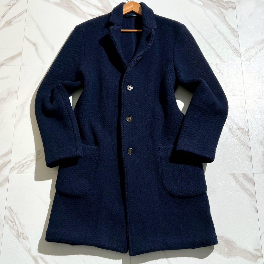 【極美品/Lサイズ】LARDINI ラルディーニ チェスターコート ネイビー系