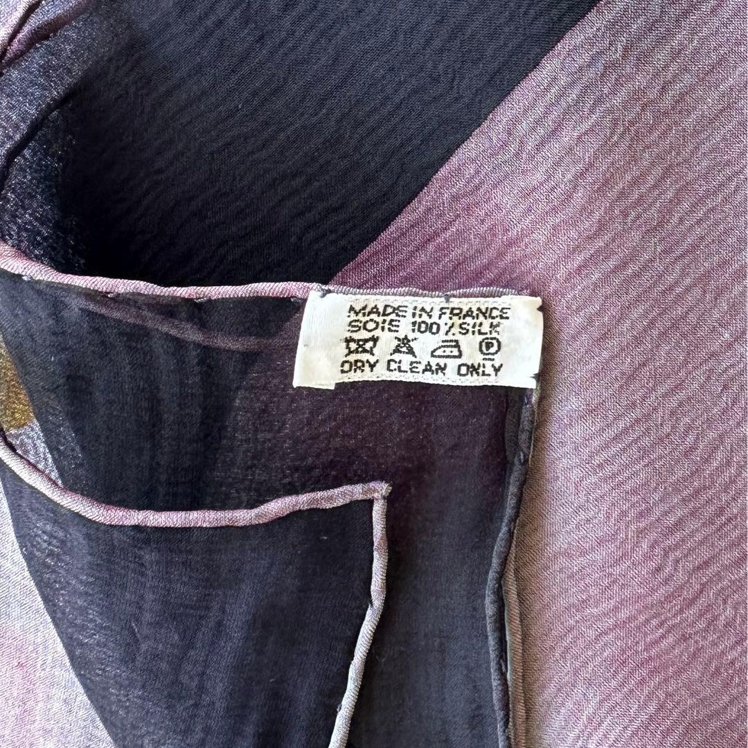 エルメス 花柄 シルク モスリン 140 ストール ブラック ピンク