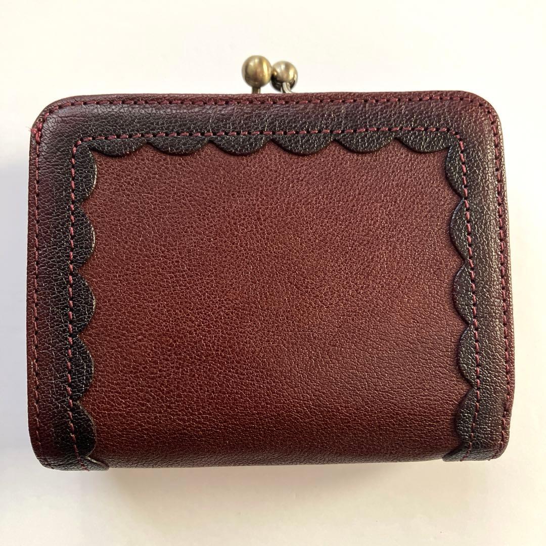 極美品】 アナスイ ANNA SUI 牛革 折り畳み 財布 パスケース 口金