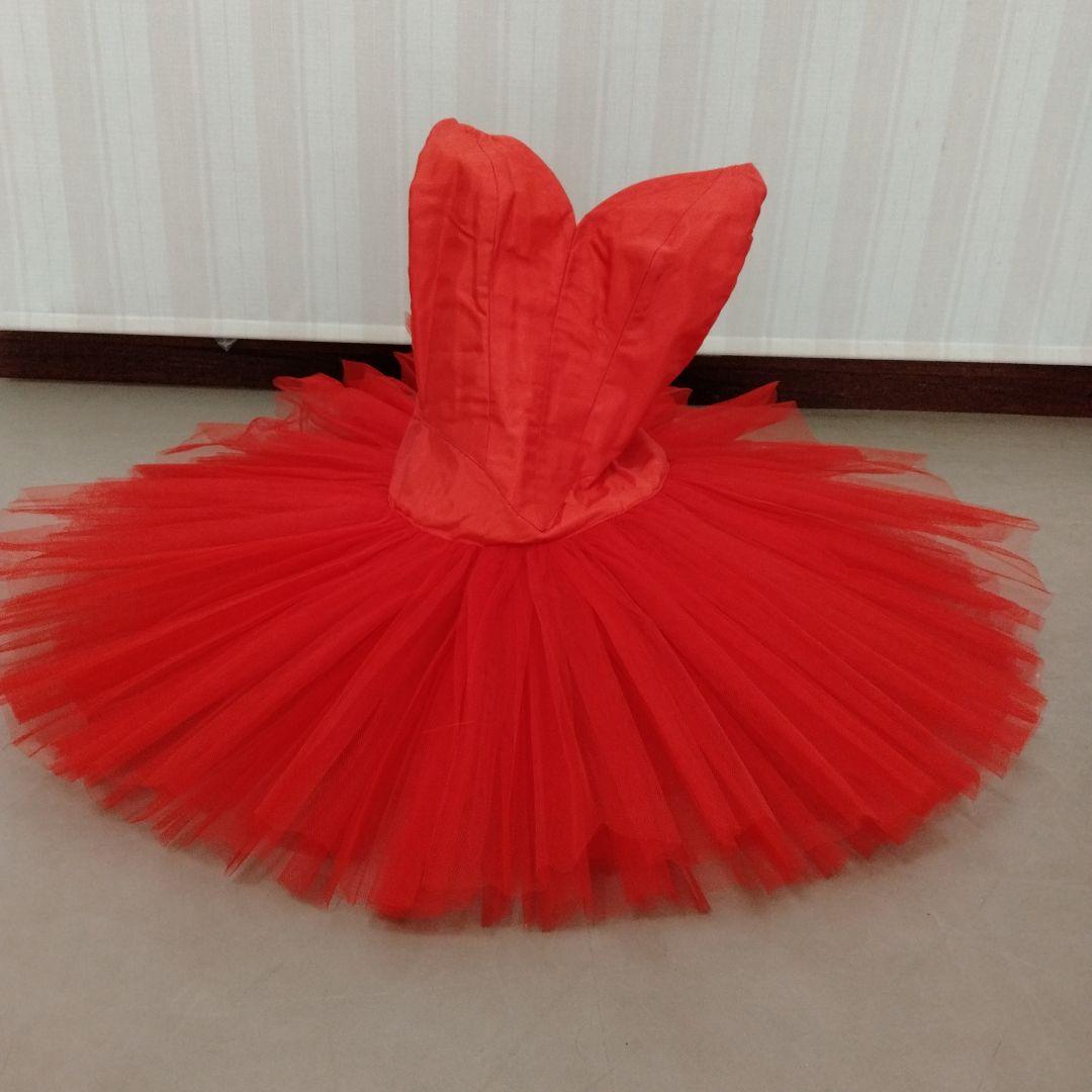 バレエ衣装 大人 バレリーナ製 クラシックチュチュ 赤 レディース11号