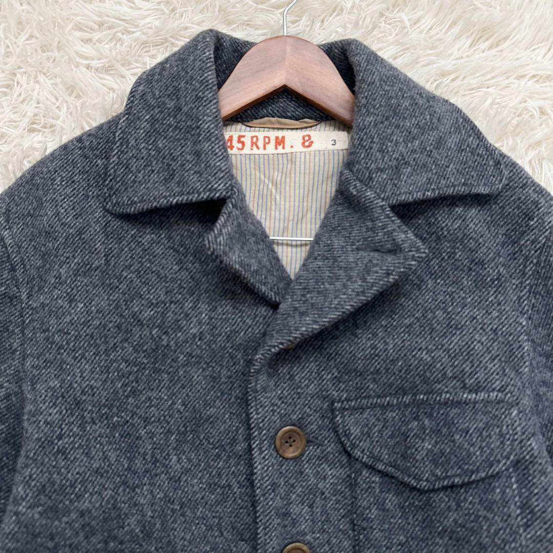 45rpm ピーコート ヘリンボーン柄 ダークグレー ウール100% L 2026年