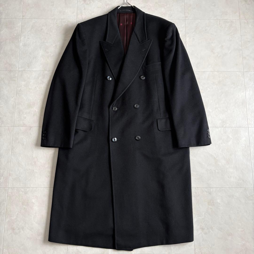 ANDRE GHEKIERE カシミヤ100 ダブルロングコート 黒 XL相当