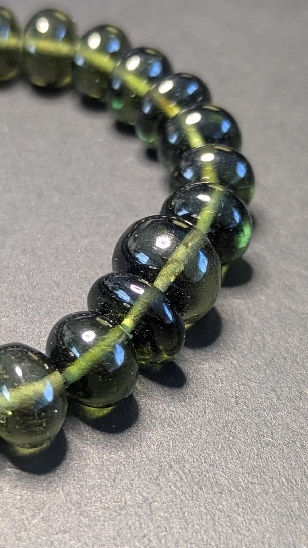 値下げ リングおまけ付き【希少極美】モルダバイトボタンタイプブレスレット