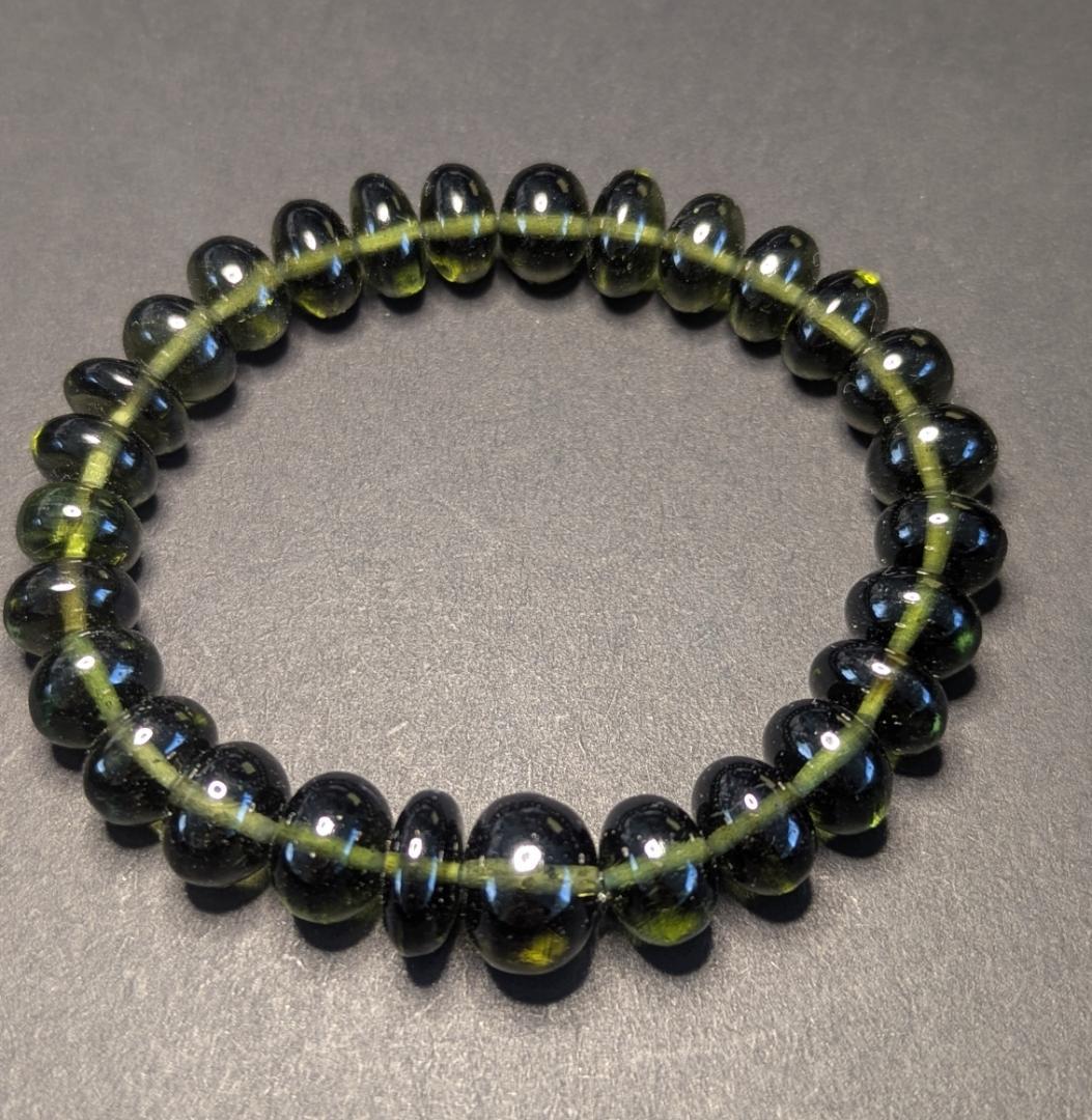 値下げ リングおまけ付き【希少極美】モルダバイトボタンタイプブレスレット