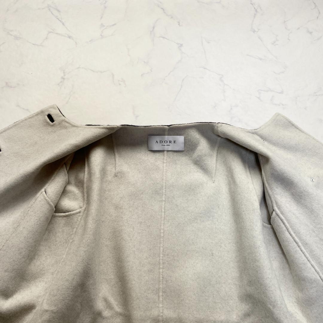 アドーア カシミヤ混 2TONEリバーポンチョ ケープ コート 38