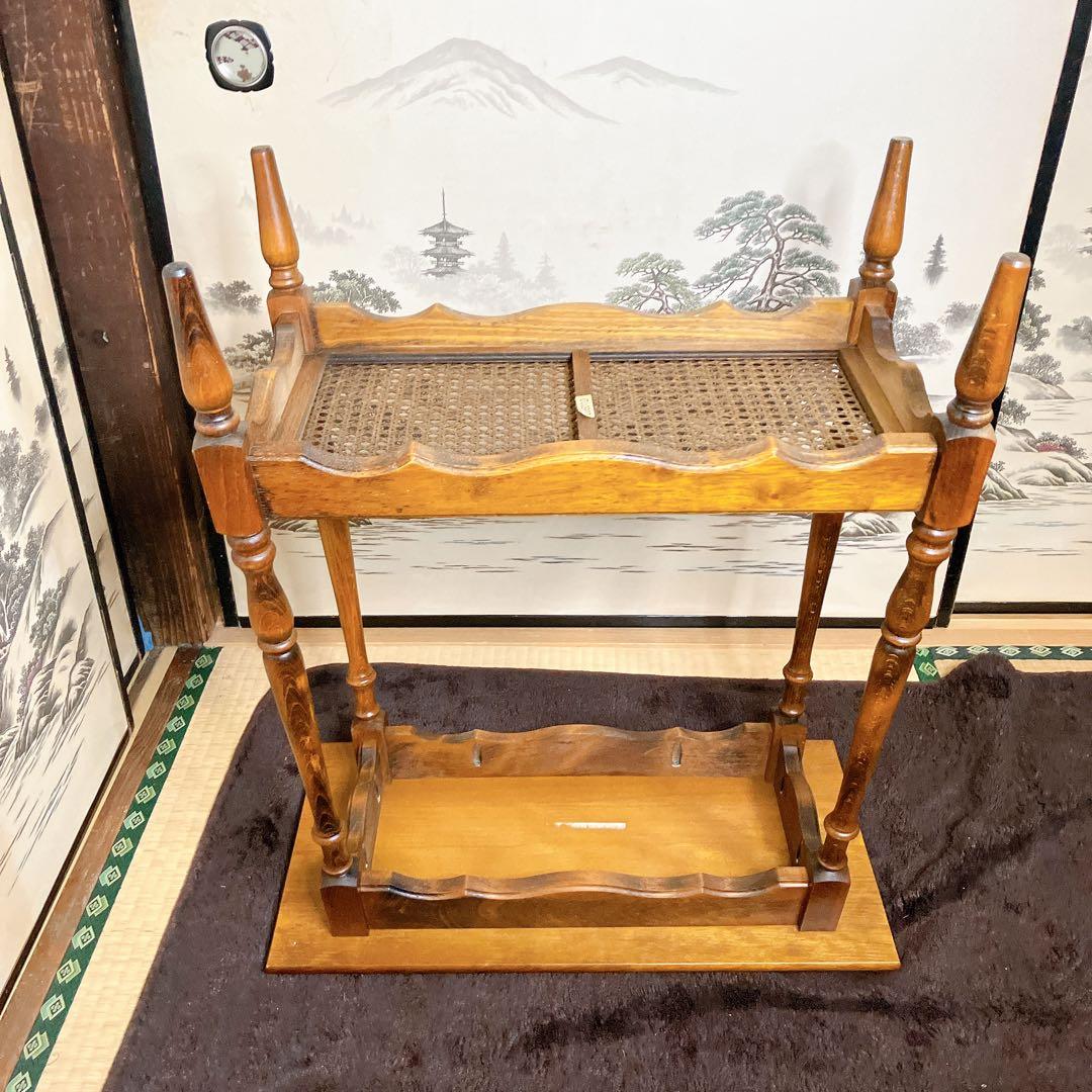 karimoku カリモク 木製 コンソールテーブル ラタン棚付き 幅60