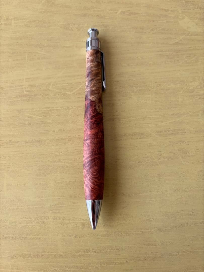 工房楔　シャーペン　花梨紅白こぶ杢　0.5mm　アルミタイプ