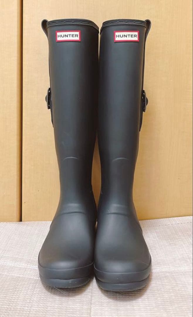 HUNTER ハンター ブラック ロングブーツ レインブーツ バックル付き 39