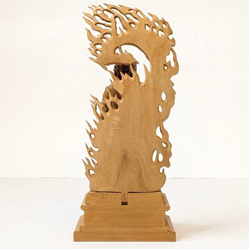 セール最終日・新品】 不動明王 総白檀 上彫 総高さ約21㎝ 台付 不動様