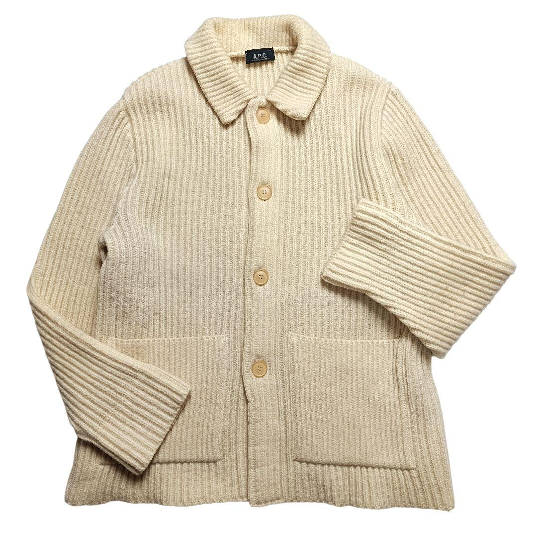 アーペーセー リブニット カーディガン アイボリー 厚手 フランス製 94年