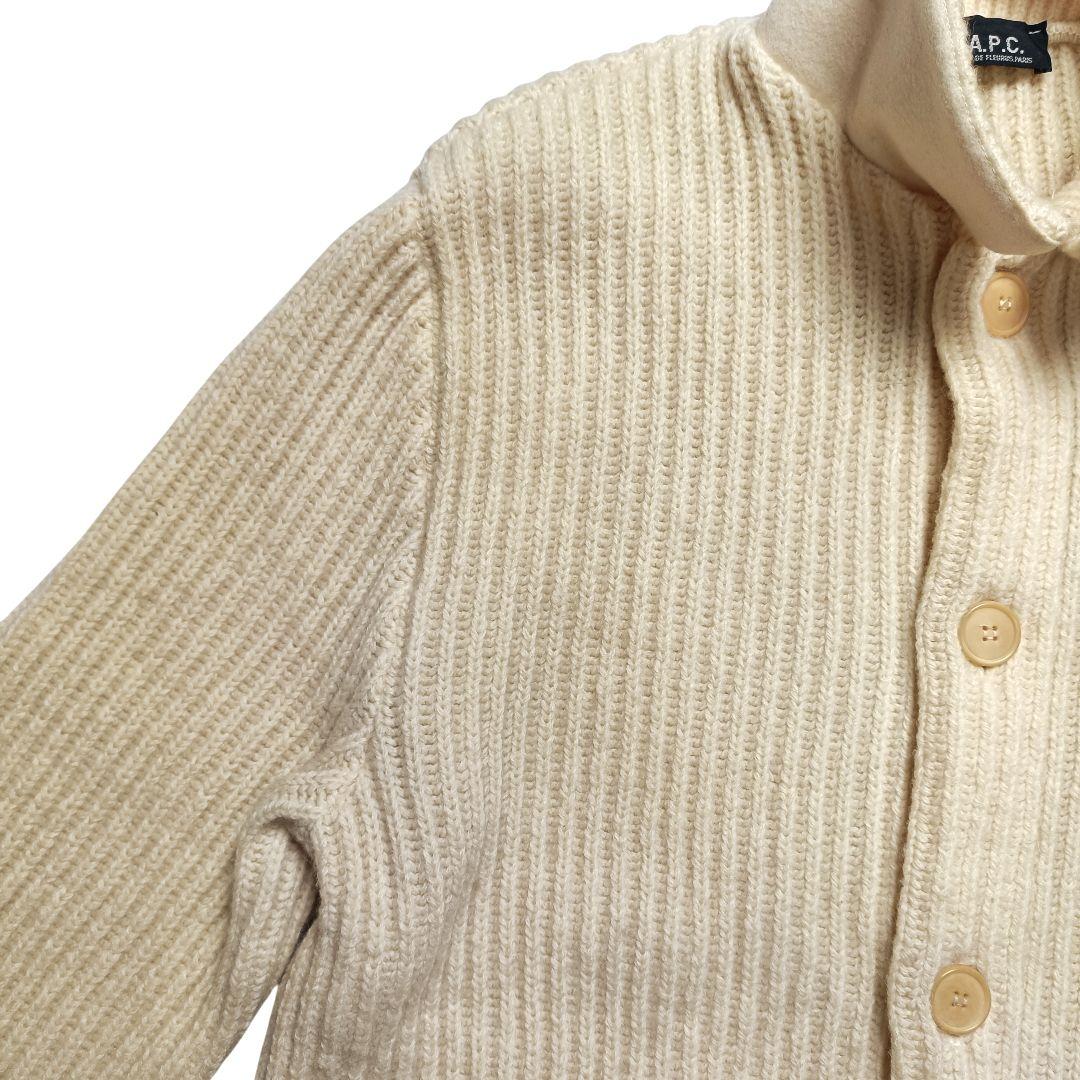アーペーセー リブニット カーディガン アイボリー 厚手 フランス製 94年