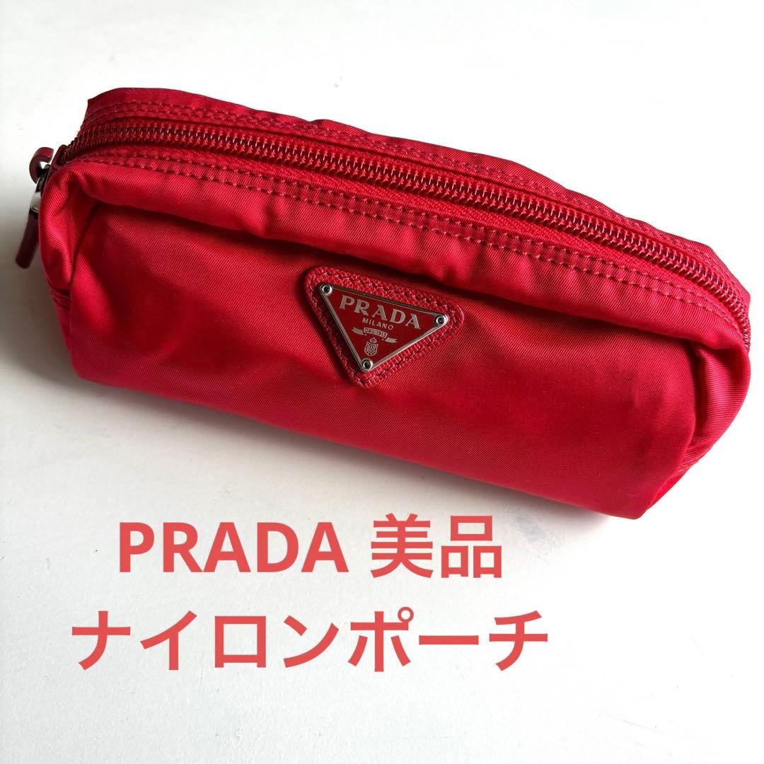 PRADA プラダ ナイロン ポーチ 赤 - メルカリ