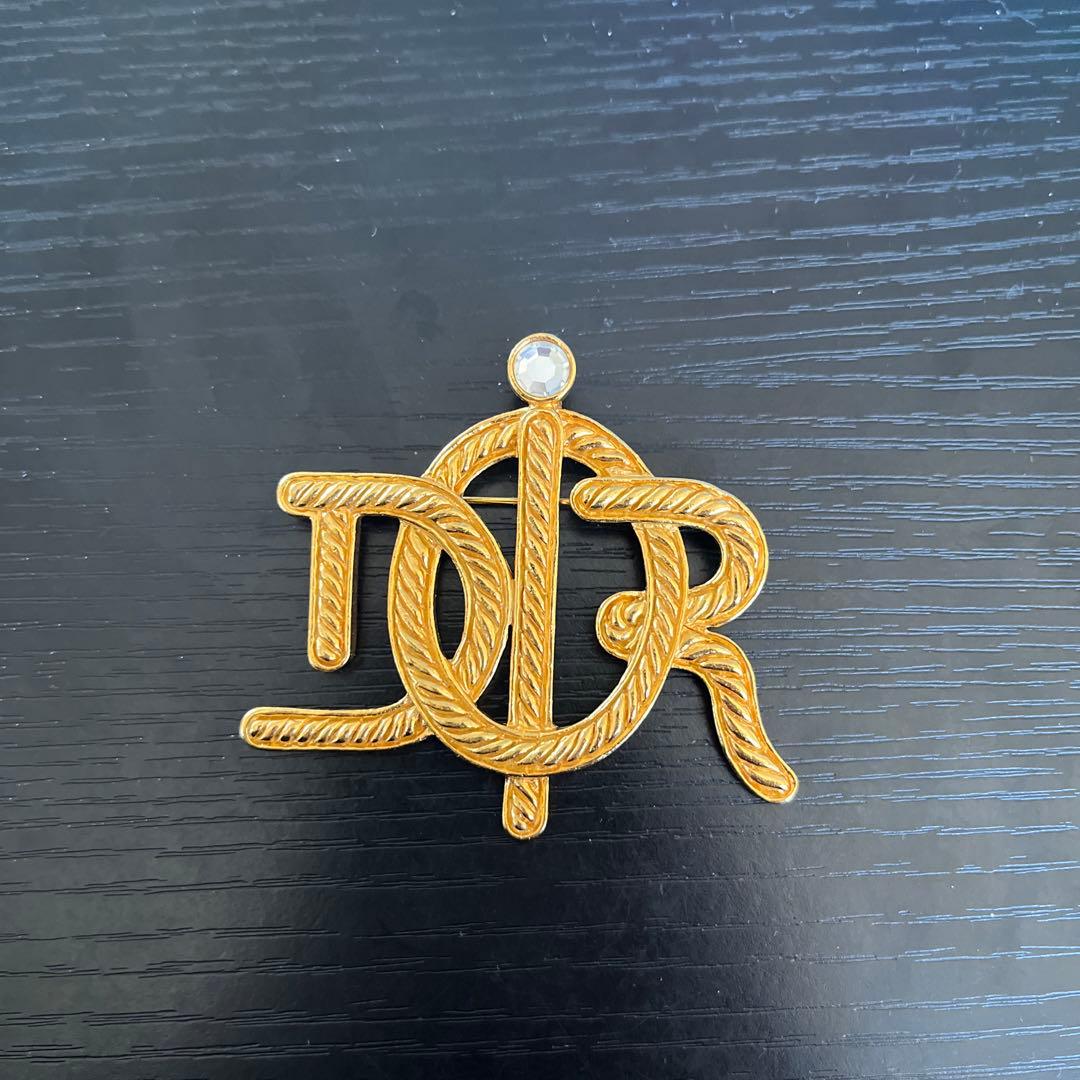 Christian Dior ディオール ロープ ロゴ ゴールド ブローチ