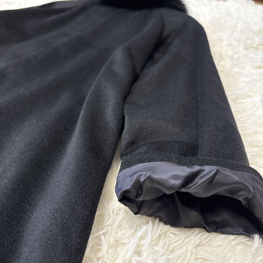 ピエールバルマン カシミヤ100 ロングコート フォックスファー 11AR