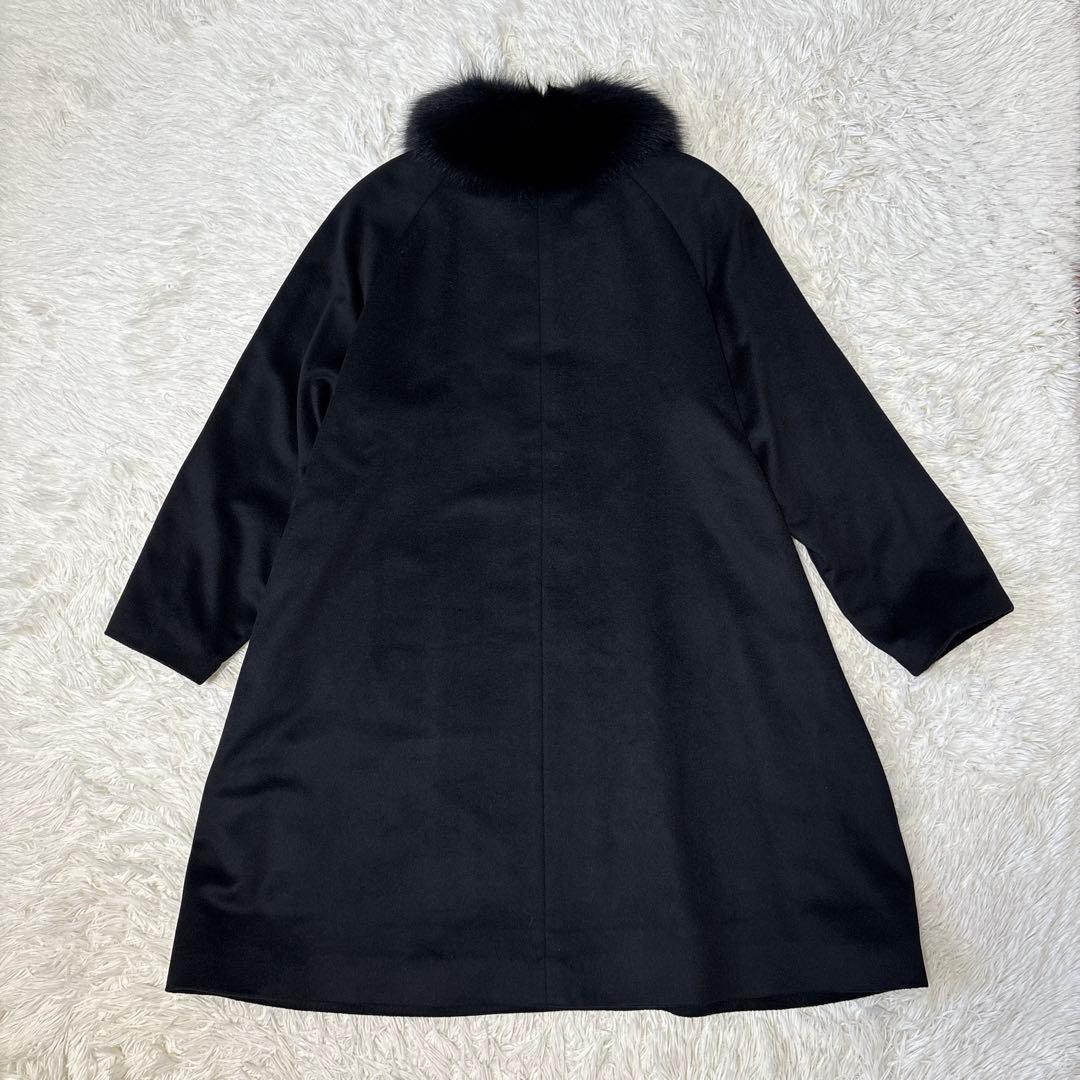 ピエールバルマン カシミヤ100 ロングコート フォックスファー 11AR