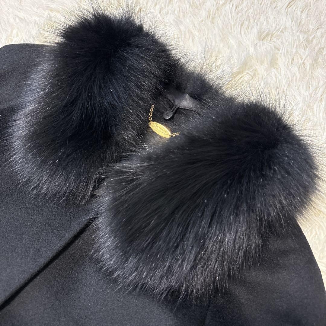 ピエールバルマン カシミヤ100 ロングコート フォックスファー 11AR