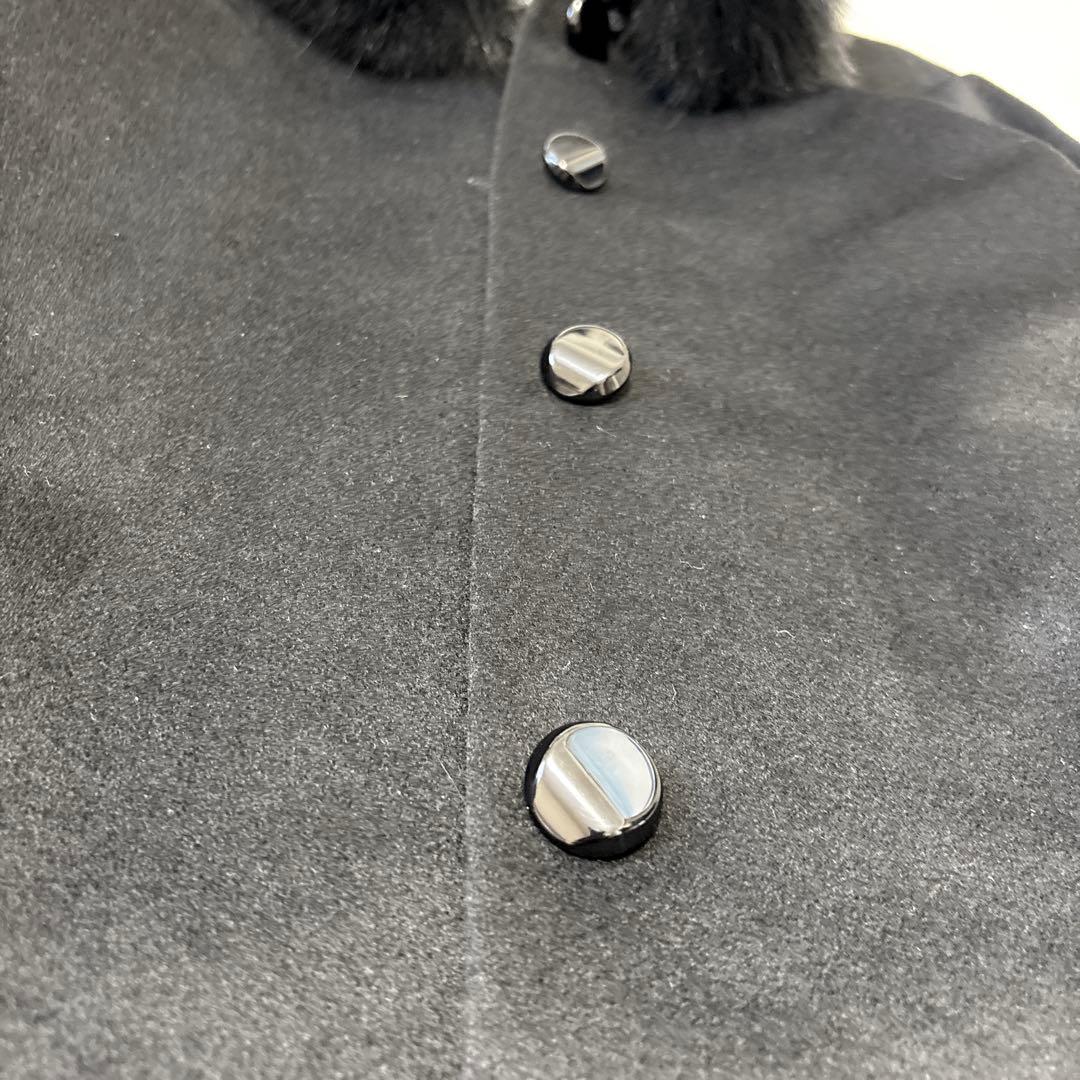 ピエールバルマン カシミヤ100 ロングコート フォックスファー 11AR