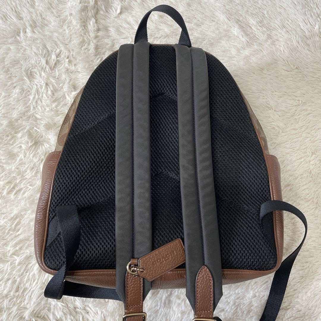 COACH リュック ブラウン シグネチャー バックパック シボ革 PVC