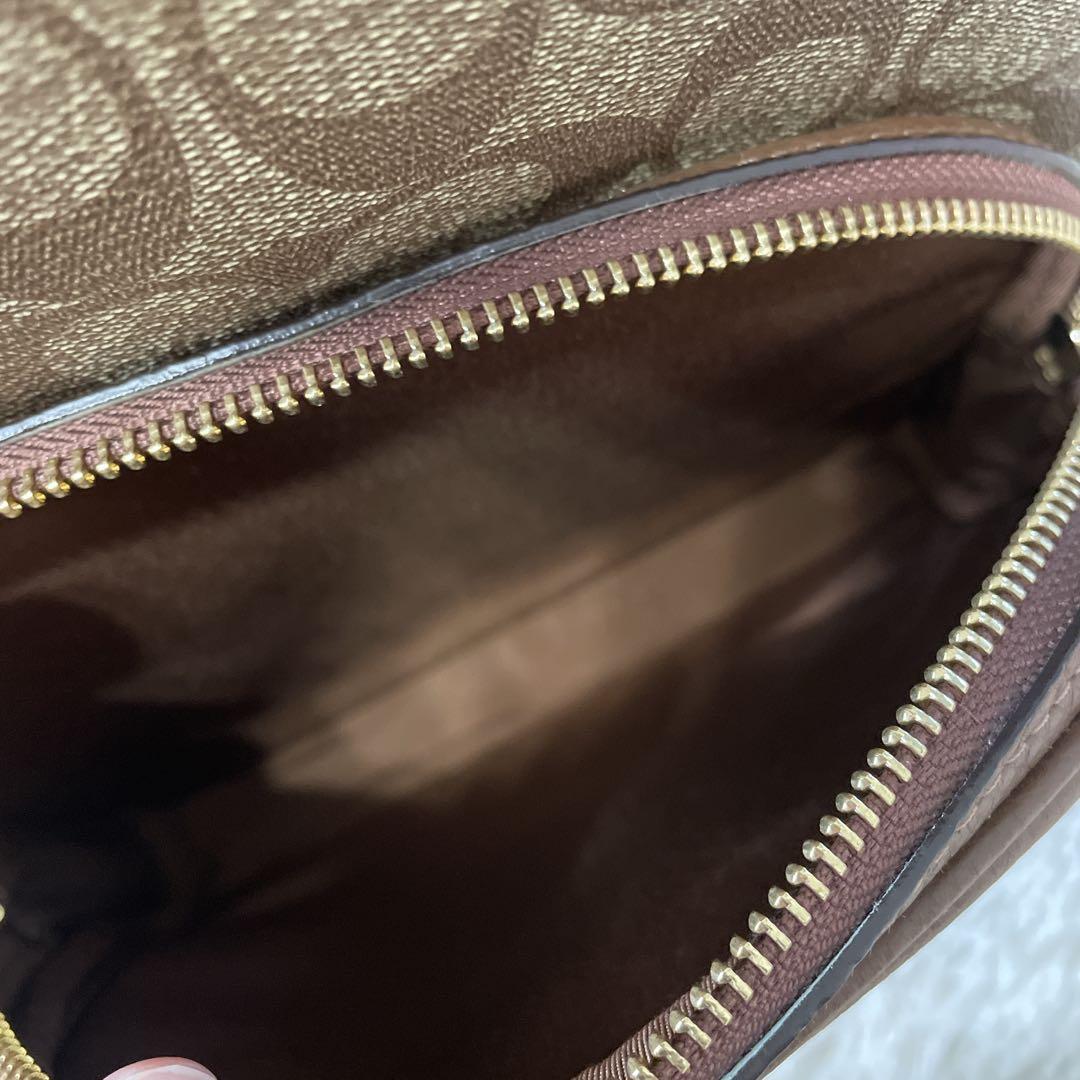 COACH リュック ブラウン シグネチャー バックパック シボ革 PVC