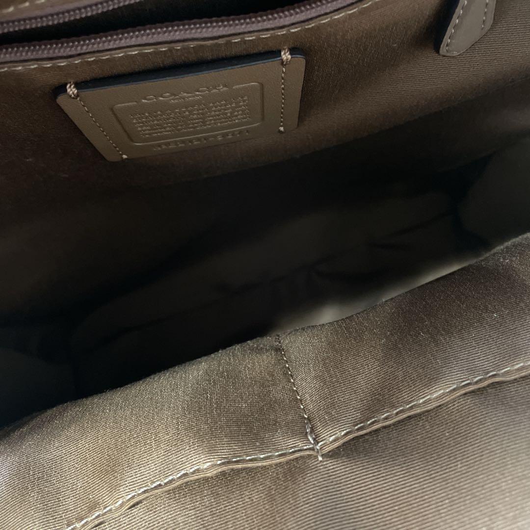 COACH リュック ブラウン シグネチャー バックパック シボ革 PVC