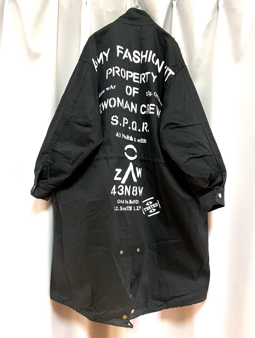 vintage ワッペンペイントスタッズモッズコート 大きいサイズ 個性的