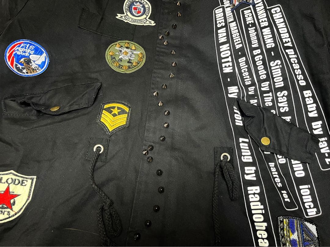 vintage ワッペンペイントスタッズモッズコート 大きいサイズ 個性的