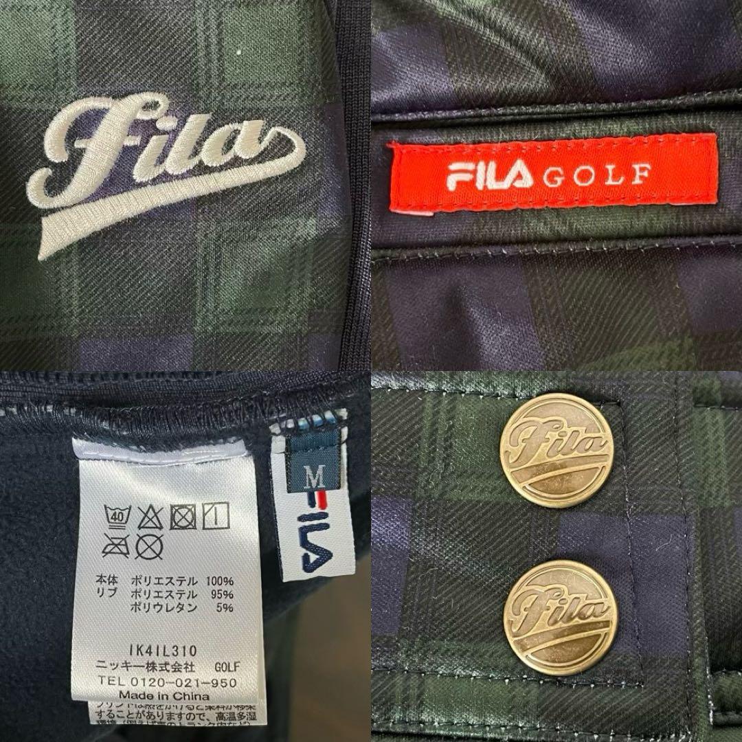 FILA GOLF フィラゴルフ ブルゾン ネイビー×グリーン 裏起毛 ウェア冬