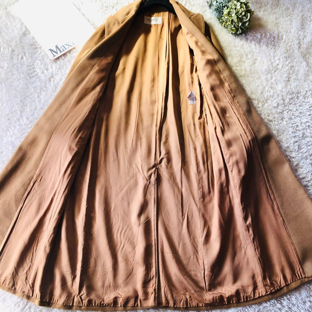 希少46大きめ✨美品 マックスマーラ マニュエラコート キャメル100% 白タグ