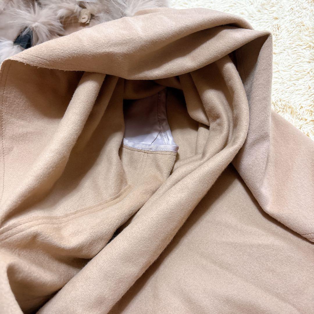 入手困難】ランバン ポンチョ フォックスファー リボン ベージュ