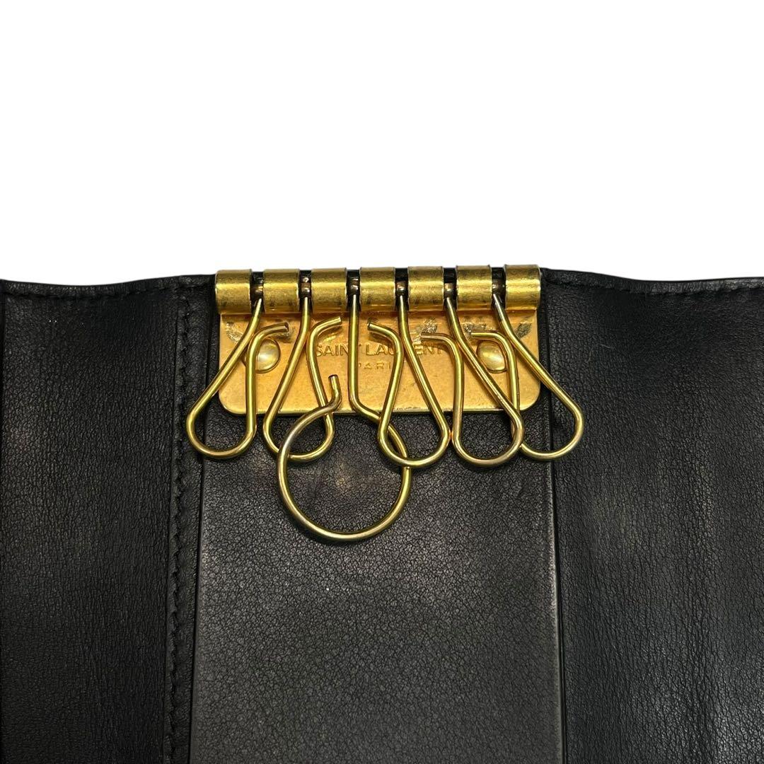 希少✨サンローラン 6連キーケース レザー YSL ロゴ金具 ブラック 黒