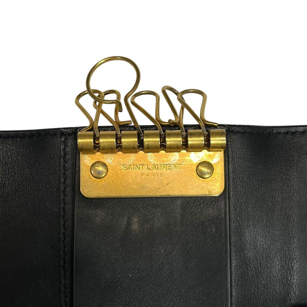 希少✨サンローラン 6連キーケース レザー YSL ロゴ金具 ブラック 黒