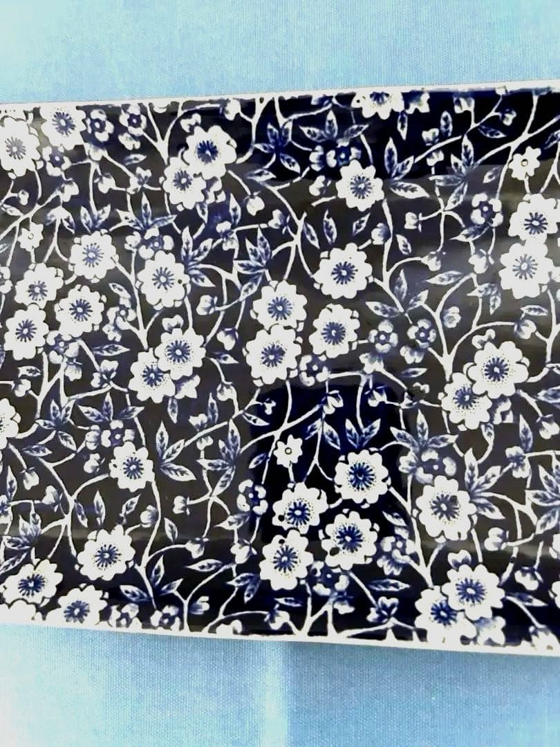 BURLEIGH 長方形皿 ネイビー花柄　ブルーCALICO ヴィンテージ