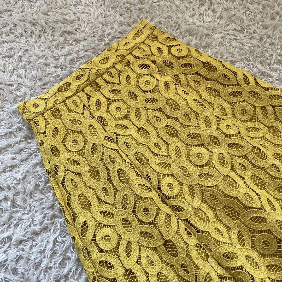 【LOULOU WILLOUGHBY 】サークルレーススカート　イエロー