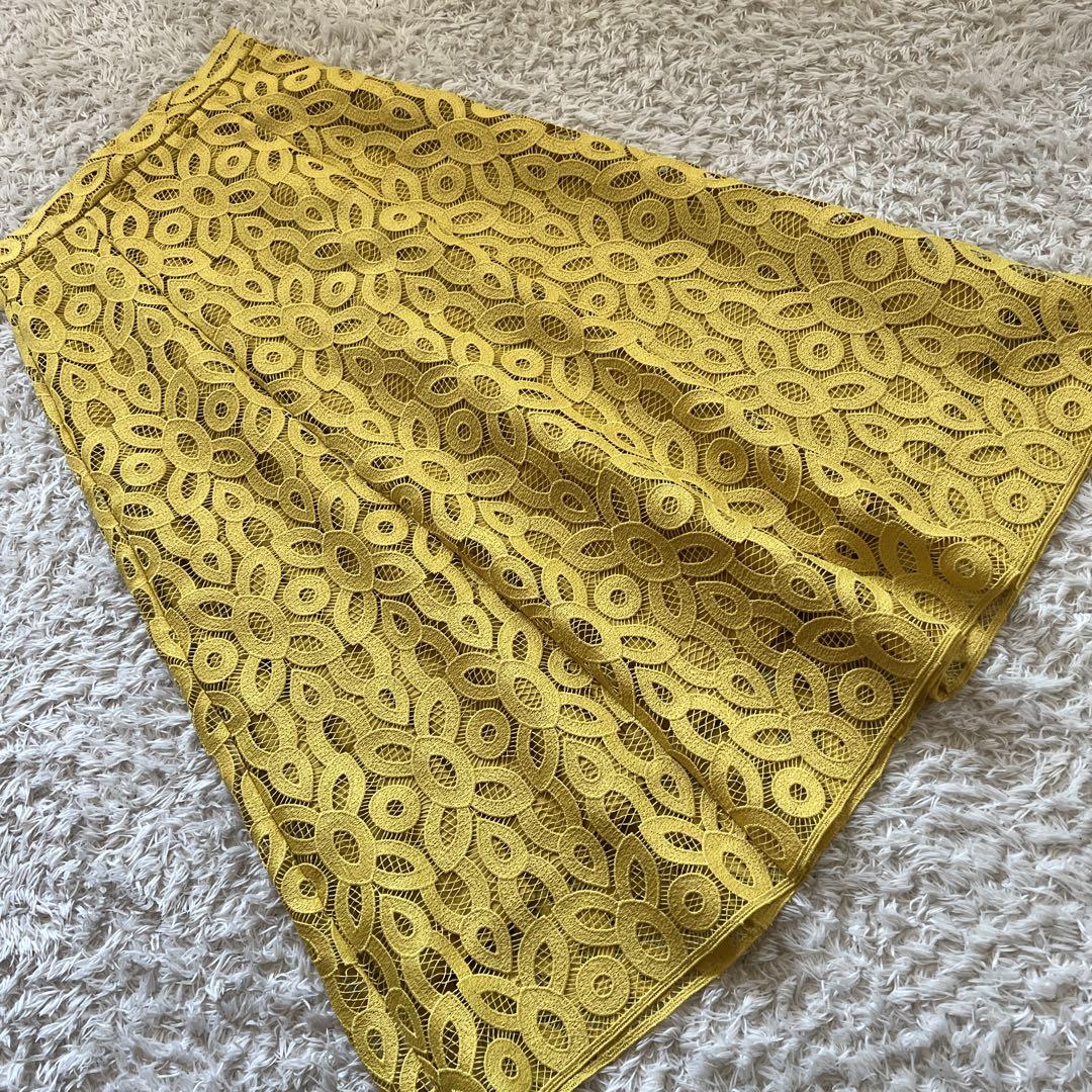 【LOULOU WILLOUGHBY 】サークルレーススカート　イエロー