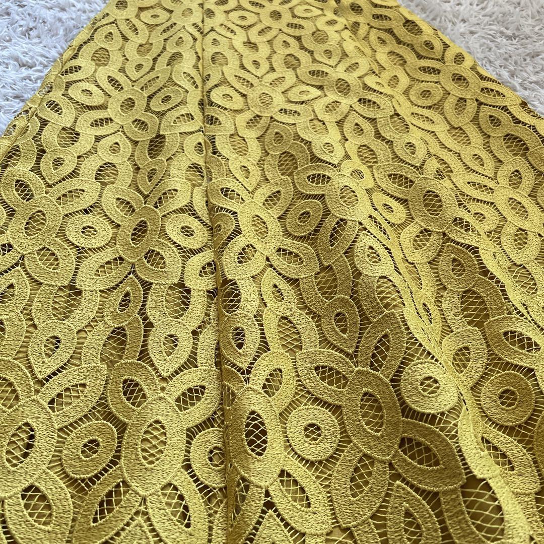 【LOULOU WILLOUGHBY 】サークルレーススカート　イエロー