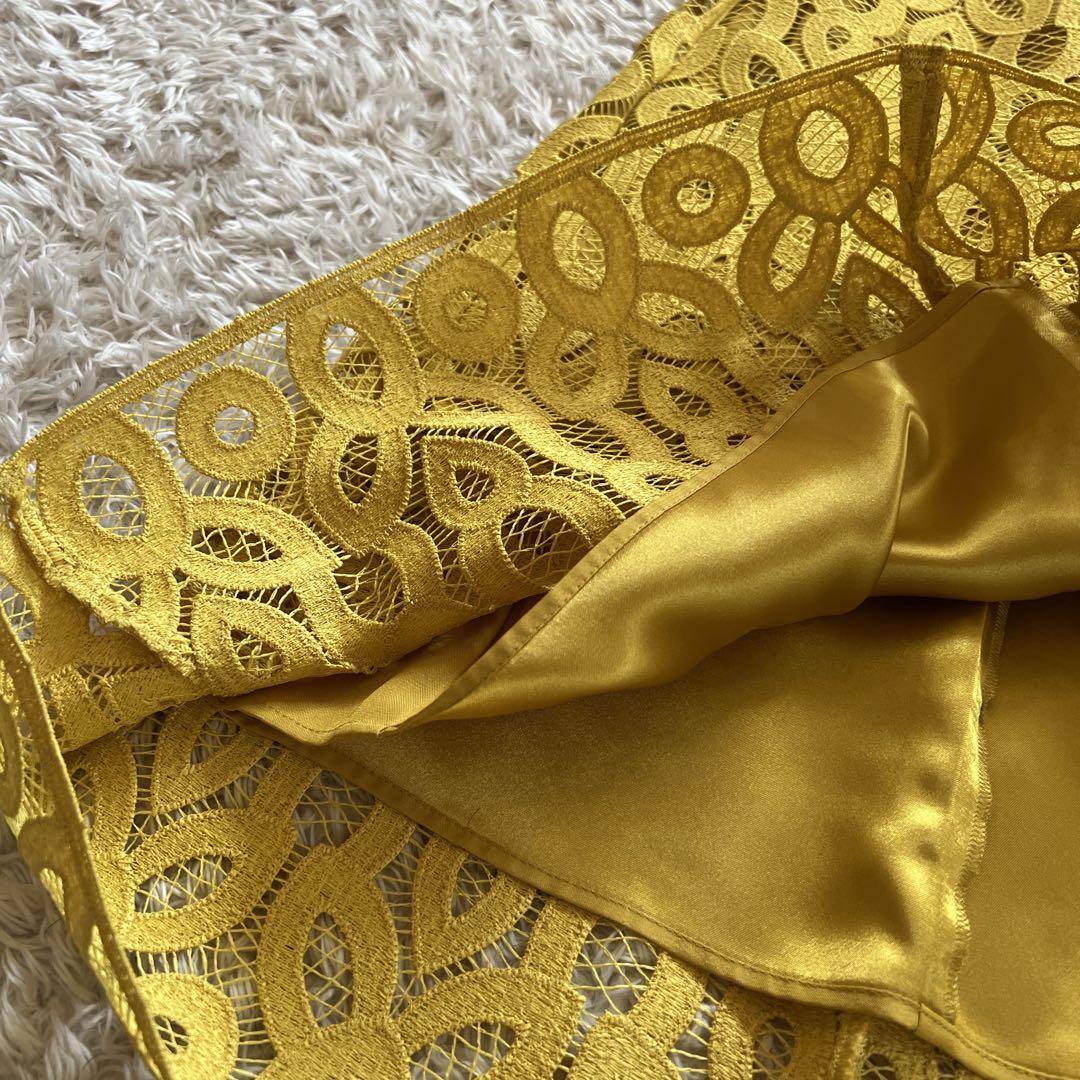 【LOULOU WILLOUGHBY 】サークルレーススカート　イエロー