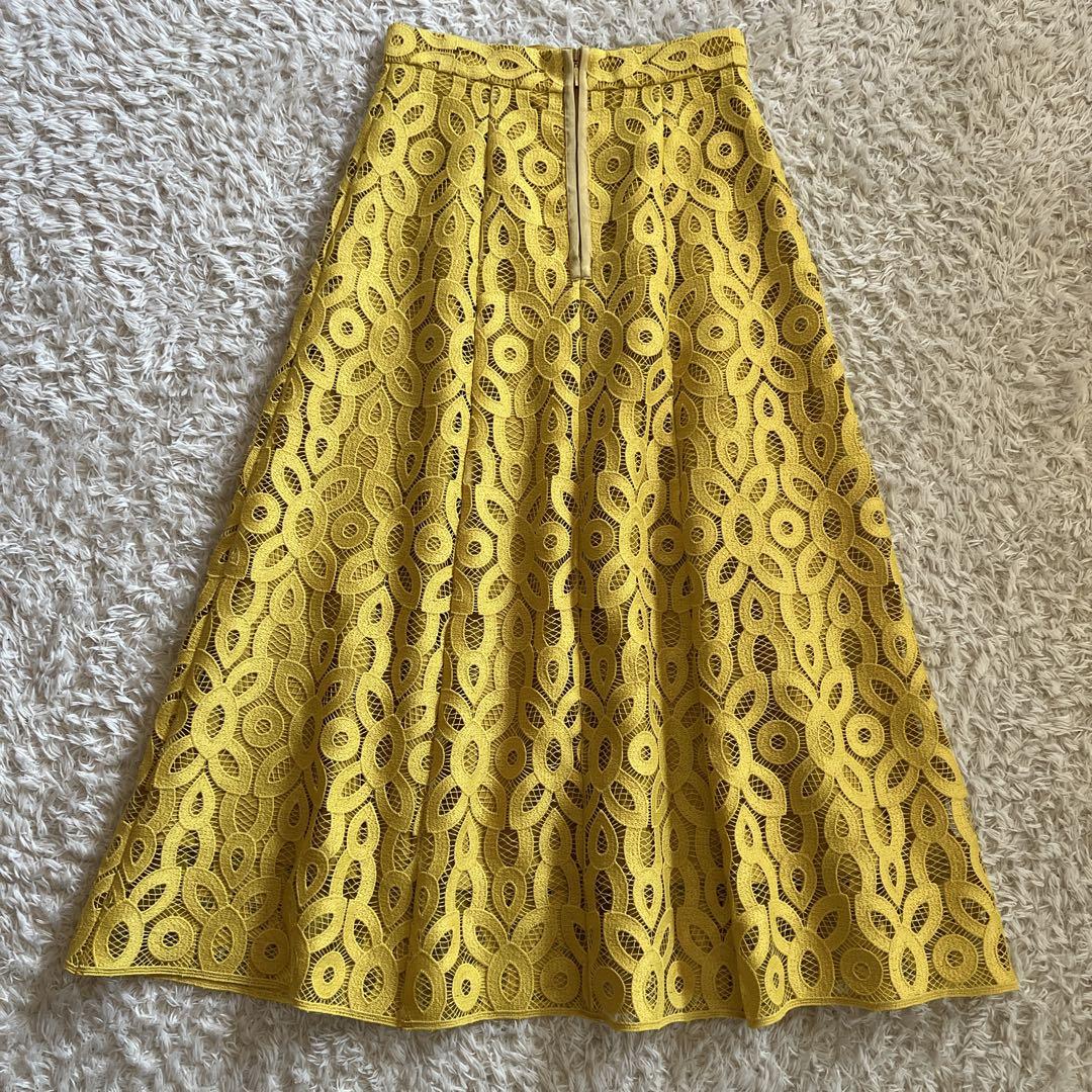 【LOULOU WILLOUGHBY 】サークルレーススカート　イエロー