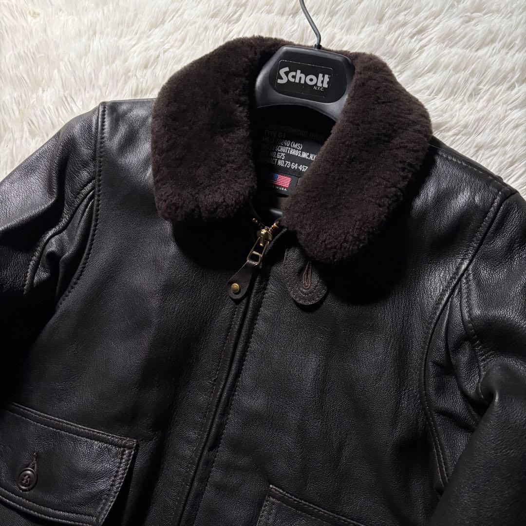 極美品□Schott フライトジャケット G-1 675 ブラウン ボア 38 - メルカリ
