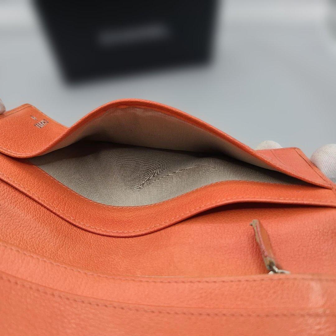 CHANEL 長財布 オレンジ レザー