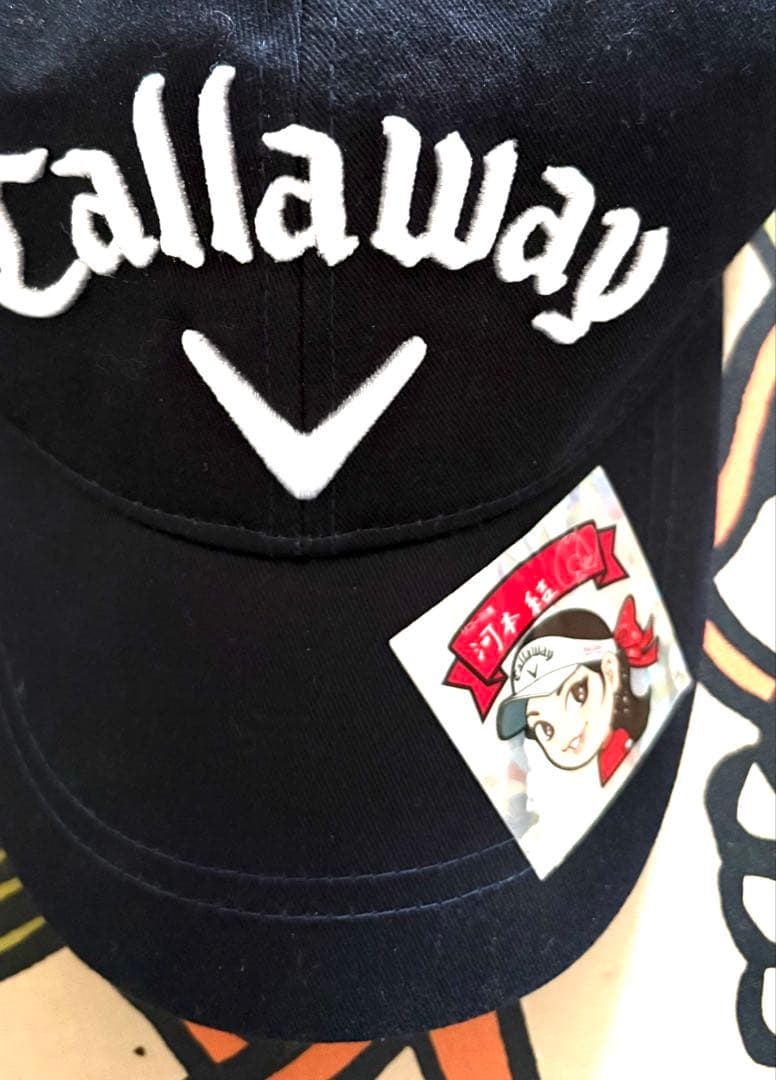 河本結プロのサインボールとシール付きキャロウェイキャップです