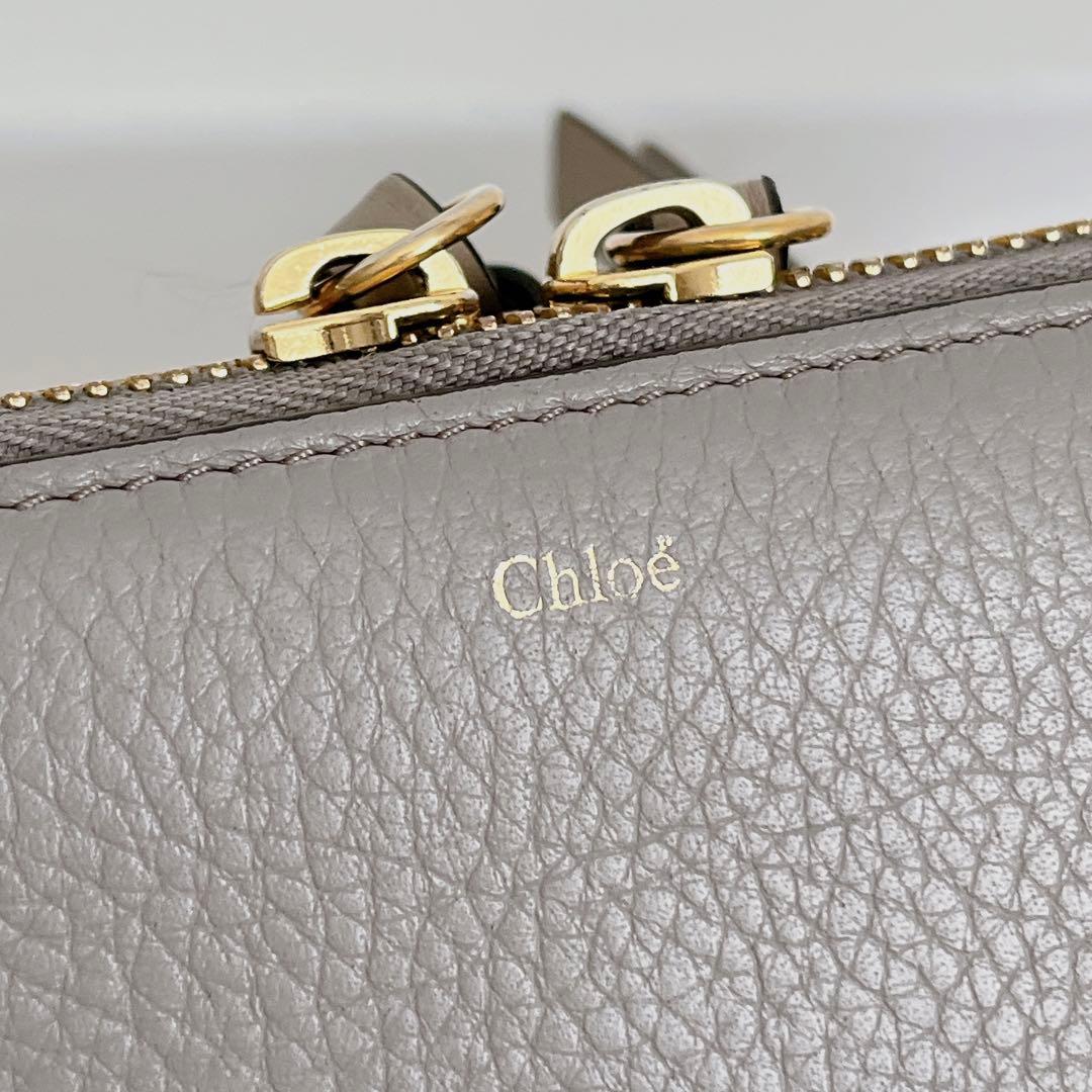 極美品✨クロエ アルファベッド ジップ付き ロングウォレット カシミアグレー