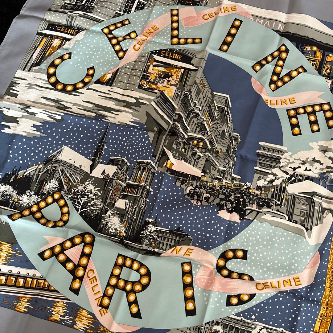 セリーヌ大判スカーフ パリ 冬景色 街並みシルク - メルカリ