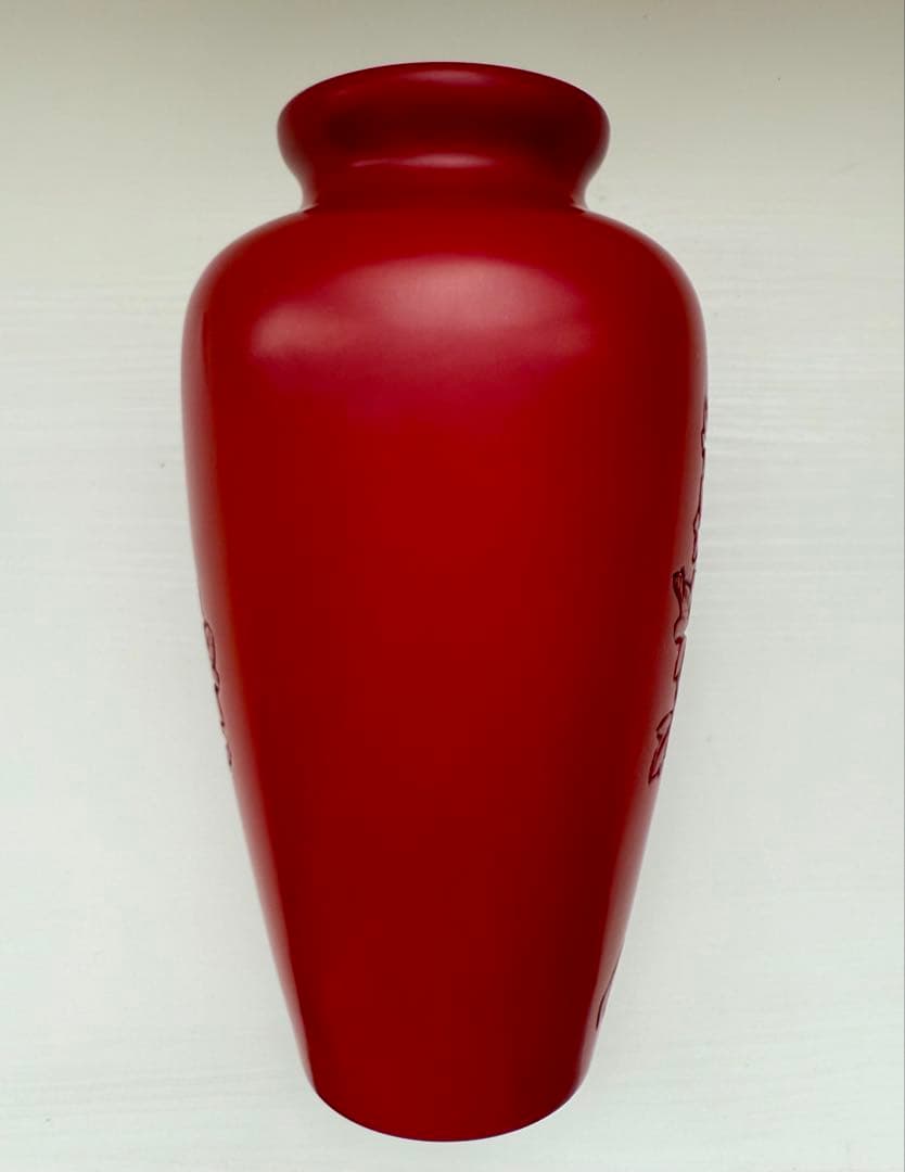 村上木彫堆朱　泉山作　堆朱　尺花瓶　花鳥　花器　新品未使用