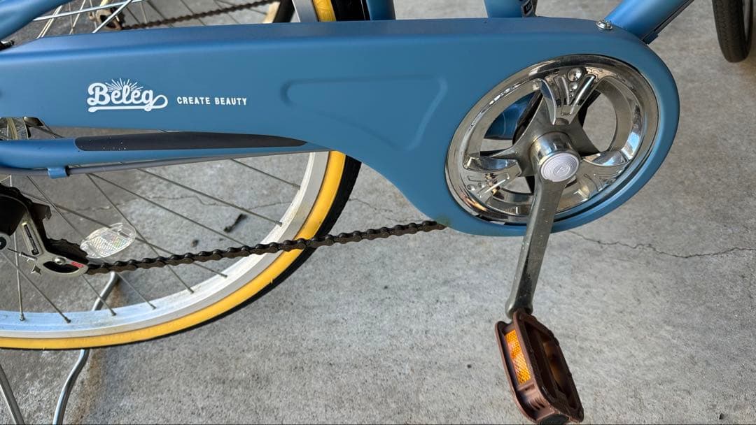 アサヒサイクル 26インチ 6段変速 青色 前後バスケット付き ライトは自動