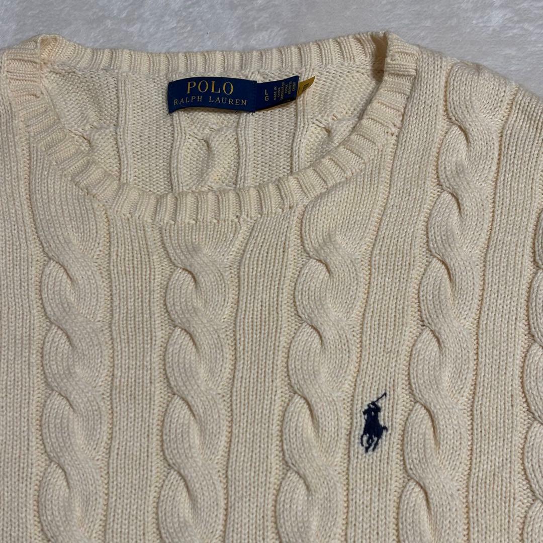 美品✨ ポロラルフローレン　ケーブルニット　現行タグ　アイボリー　サイズL
