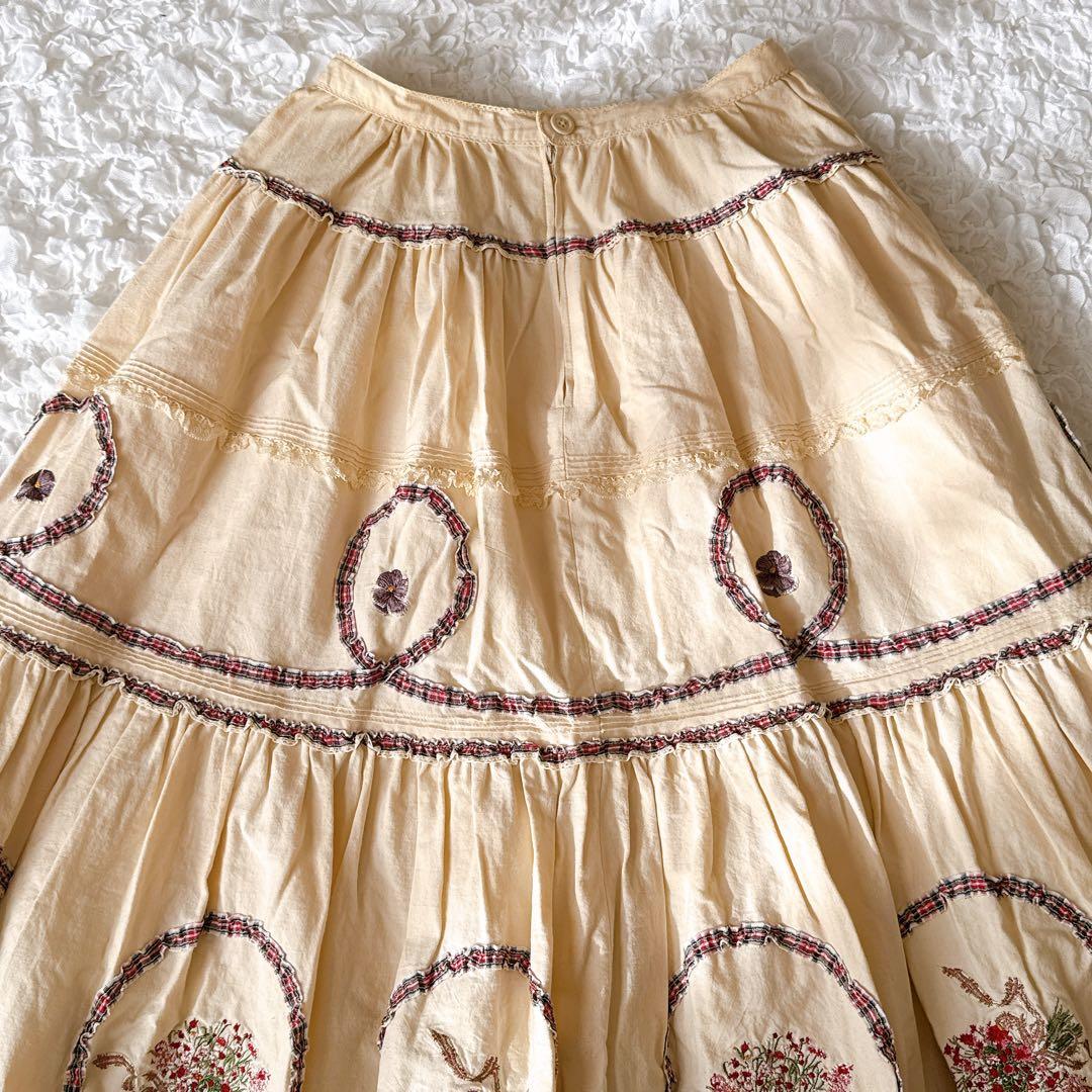 PINK HOUSE ピンクハウス ブーケ刺繍 花柄 リボン チェック フリル