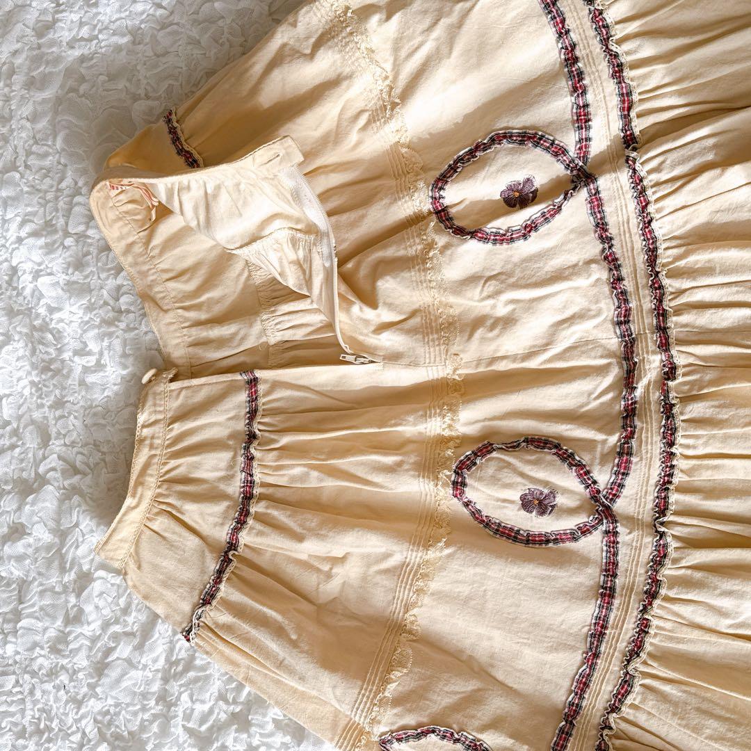 PINK HOUSE ピンクハウス ブーケ刺繍 花柄 リボン チェック フリル