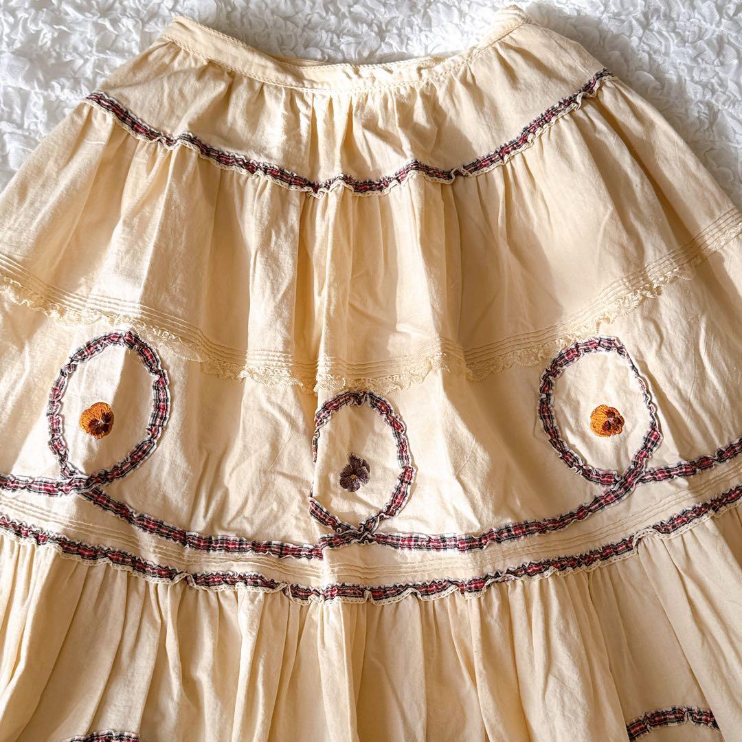 PINK HOUSE ピンクハウス ブーケ刺繍 花柄 リボン チェック フリル